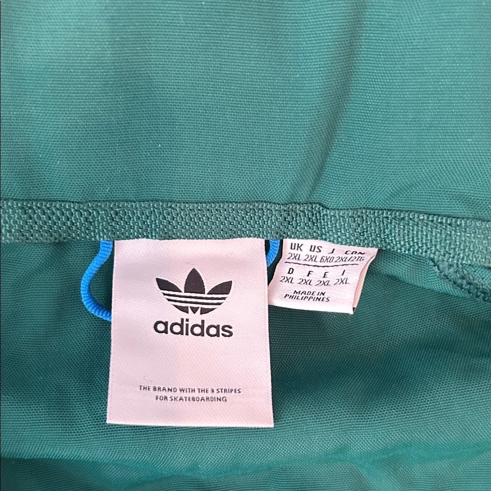 adidas Dark Green Windbreaker Jacket with Black Stripe Accents - Picture 3 of 6